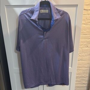 Donald Ross Gold Polo in Blue Stripe size L
